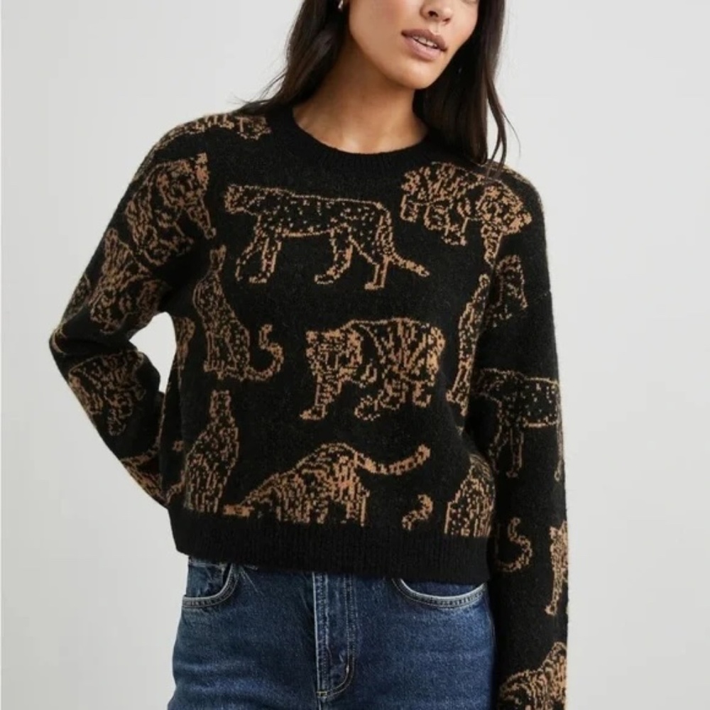 Rails Perci Tiger Sweater Black and Brown Animal Print Sweater size small
